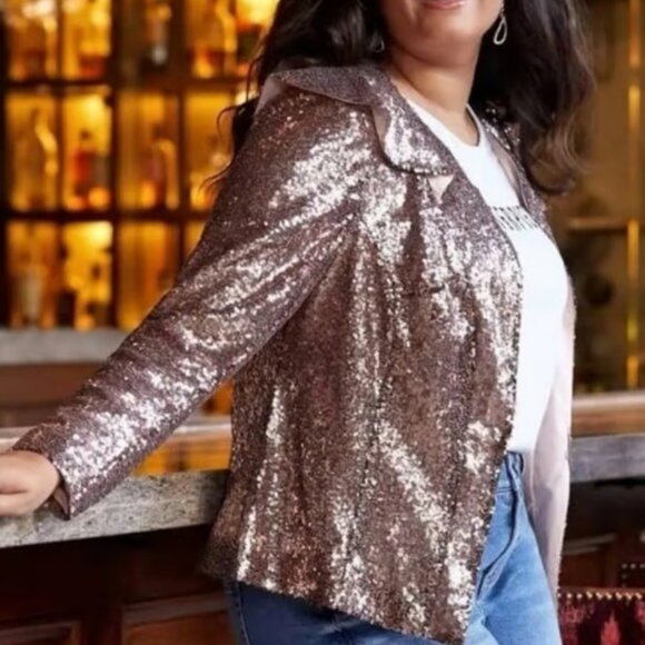 Lane Bryant Jackets & Blazers - Lane Bryant Rose Gold Sequin Blazer Size 20 NWT
